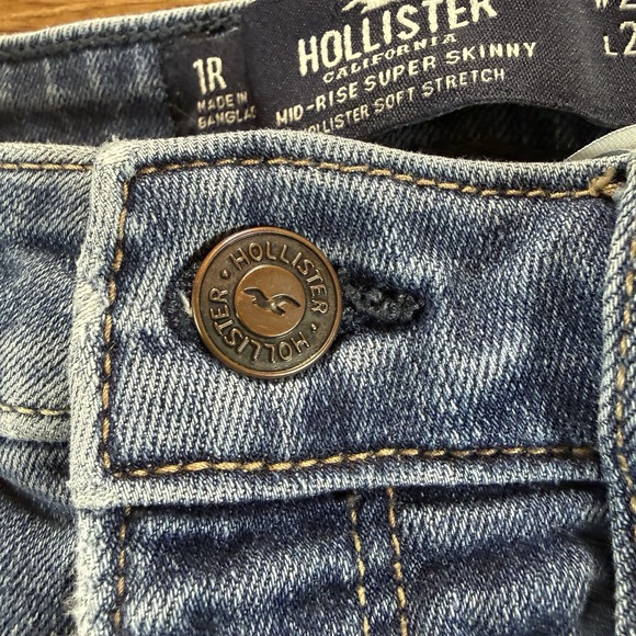Hollister Women's Mid-Rise Super Skinny Jeans Blue Stretch Size 1R W25 L28 - Picture 5 of 11